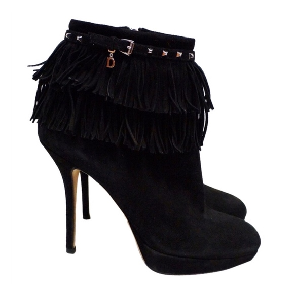 Dior Shoes - Dior Black Black Suede Fringe Ankle Boot SZ 39